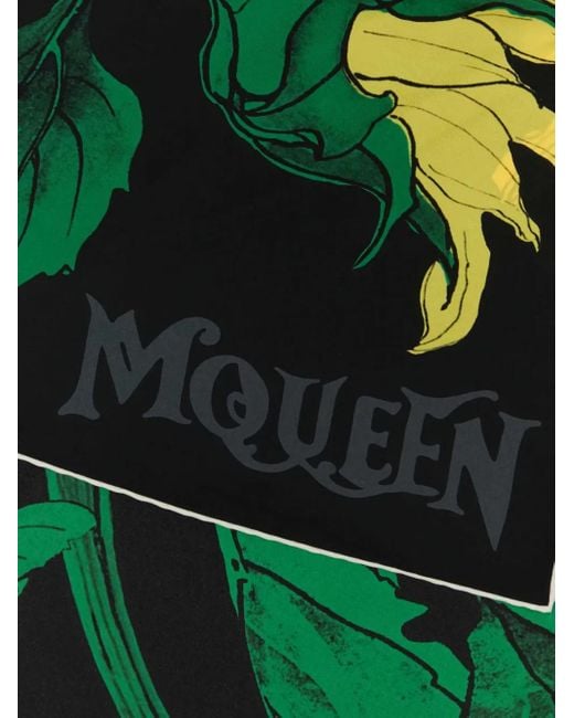 McQueen Green Sunflower Scarf