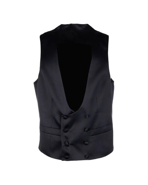 Corneliani Black Double-Breasted Waistcoat for men