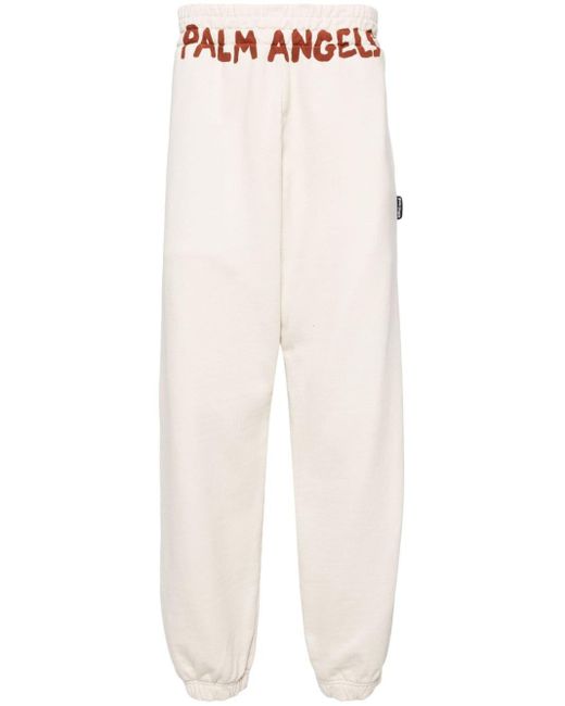 Palm Angels White Logo-print Cotton Track Pants for men