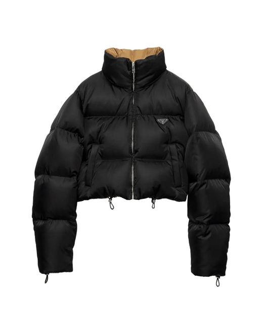 Prada Black Cropped Re-Nylon Down Jacket