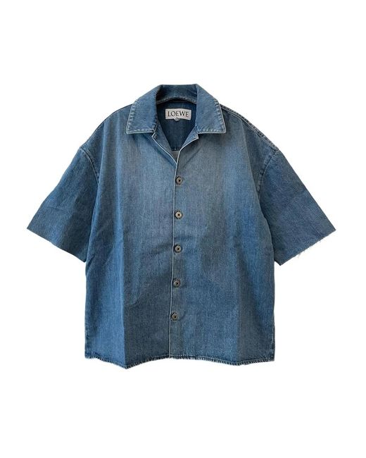 Loewe Blue Anagram Denim Cotton Shirt for men