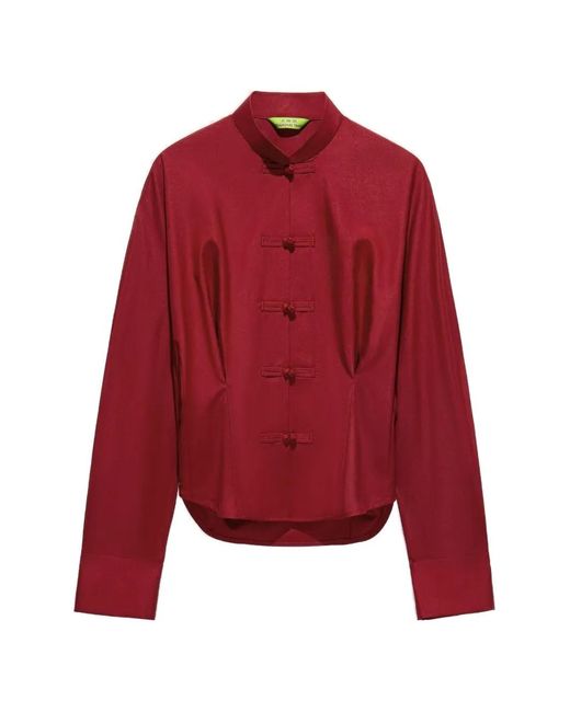 Shanghai Tang Red Silk Blouse