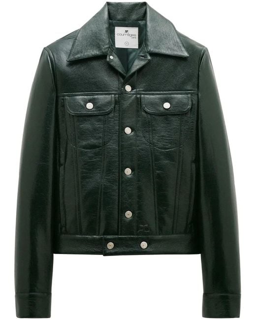 Courreges Green V Trucker Vinyl Jacket for men