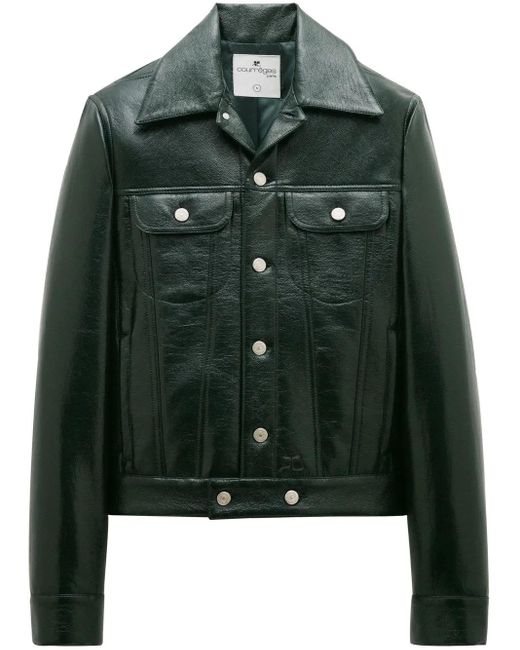 Courreges Green V Trucker Vinyl Jacket for men