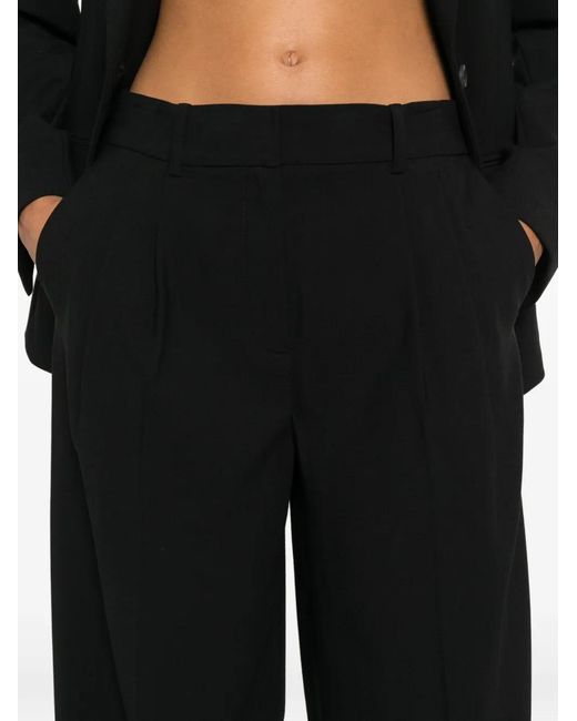 Calvin Klein Black Wide-Leg Pleated Pants