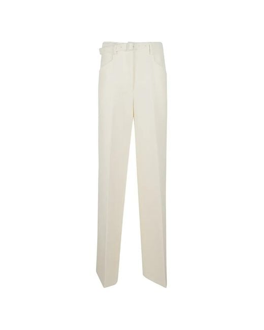 Gabriela Hearst White Belted Pressed-Crease Trousers