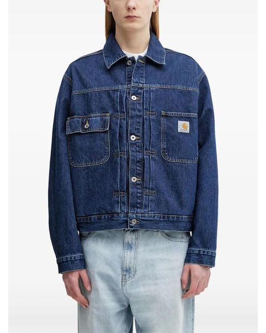 Carhartt Blue Belmar Logo-Patch Denim Jacket for men