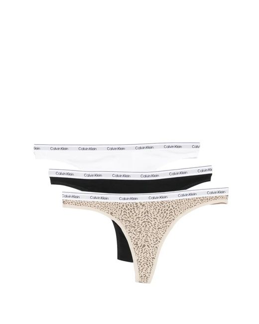 Calvin Klein White Logo-Waistband Thongs (Set Of Three)