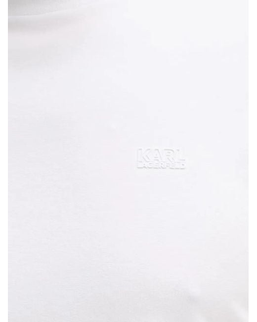 Karl Lagerfeld White Logo-Patch T-Shirt for men