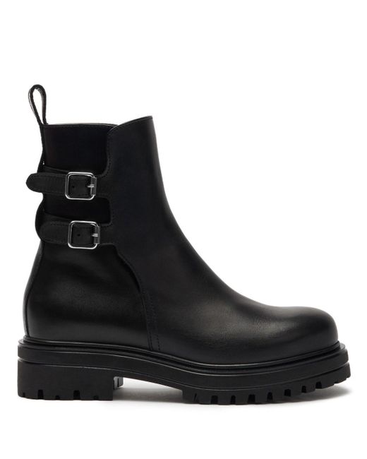 Scarosso Black Leather Ankle Boots