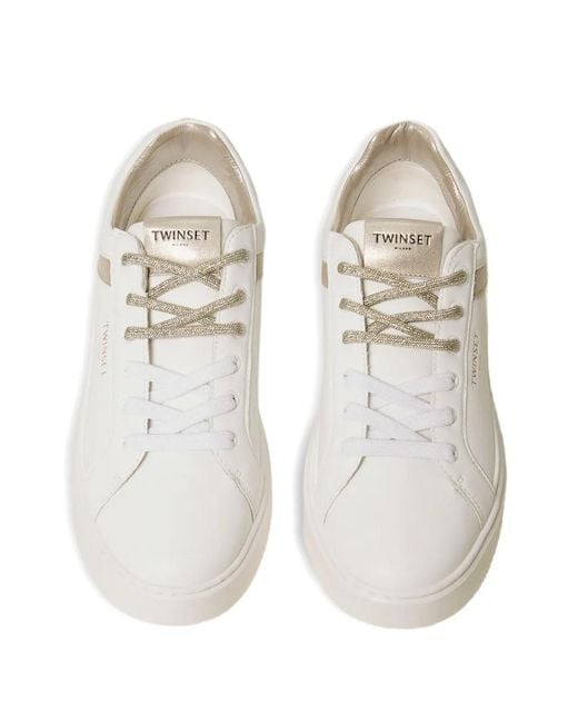 Twinset White Leather Sneakers