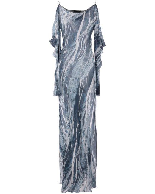 Roberto Cavalli Blue Kleid mit Marmormuster