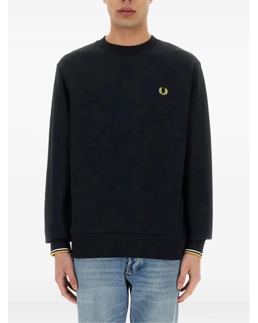 Fred Perry Black Logo-Embroidered Sweatshirt for men