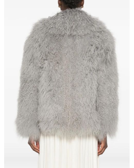 Martha Louis Gray Shearling-Effect Jacket