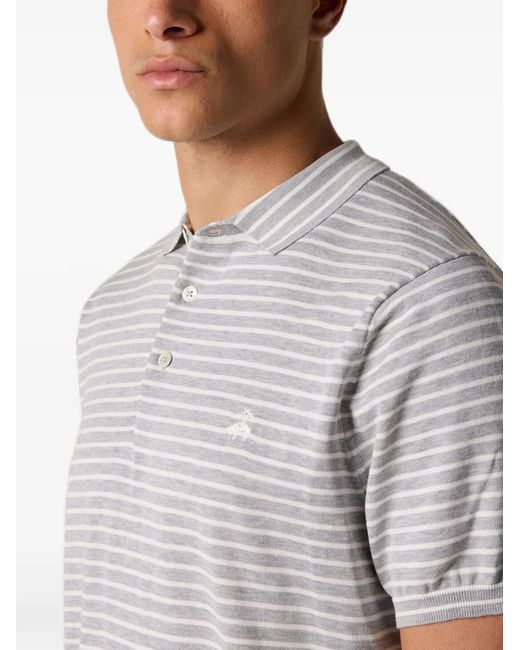 Brooks Brothers Gray Logo-Embroidered Striped Polo Shirt for men