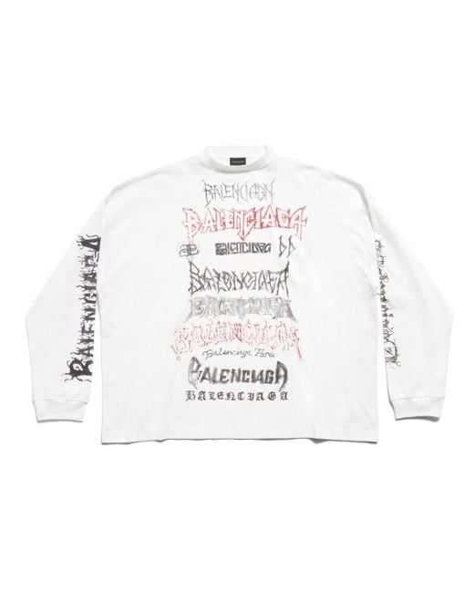Balenciaga White Graffiti-logo Crew-neck Sweatshirt for men