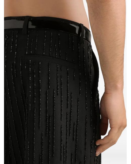 Dolce & Gabbana Black Embellished-Stripe Trousers for men