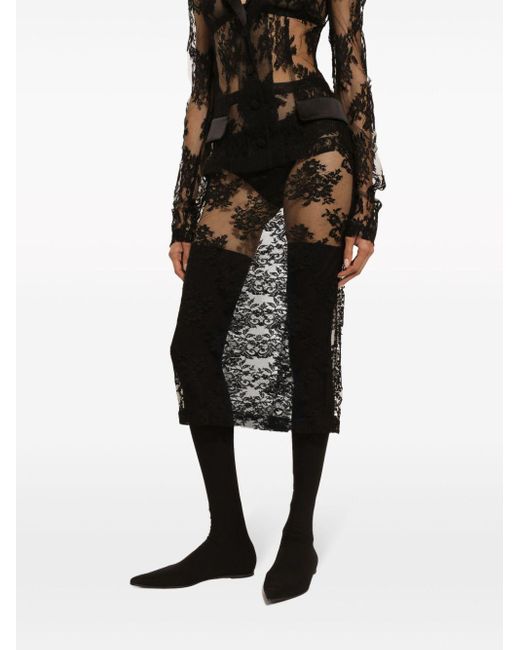 Jupe en tulle à effet de transparence Dolce & Gabbana en coloris Black