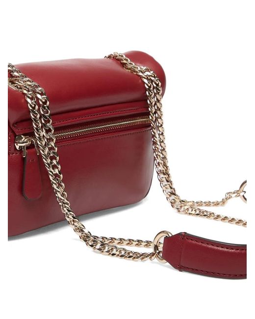 Guess Red Sunetra Padded Logo-Plaque Shoulder Bag