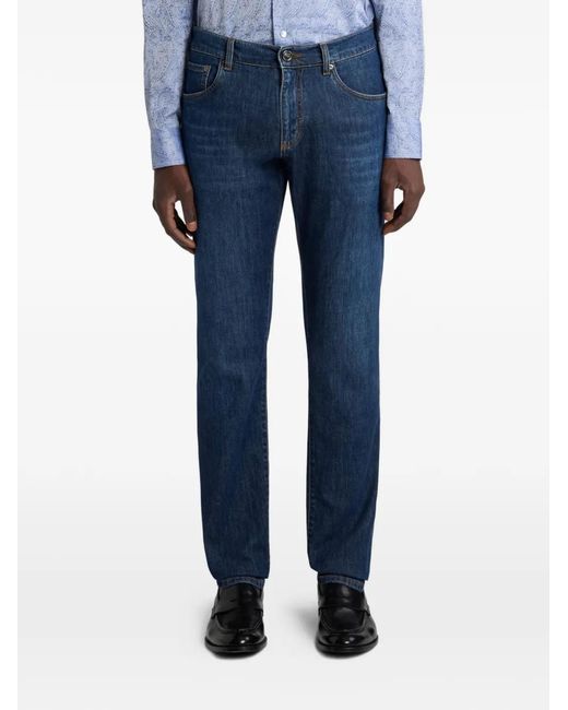 Etro Blue Five-Pockets Slim-Fit Jeans for men