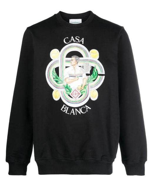 Casablanca Black Printed Sweatshirt Le Joueur Cotton for men