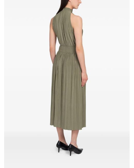 Samsøe & Samsøe Green Uma Pleated Smocked-Waist Midi Dress