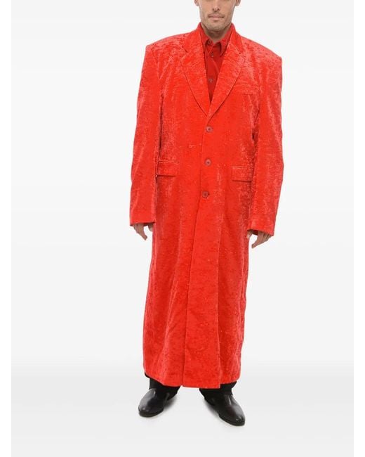 Vetements Red Velvet Single-Breasted Coat