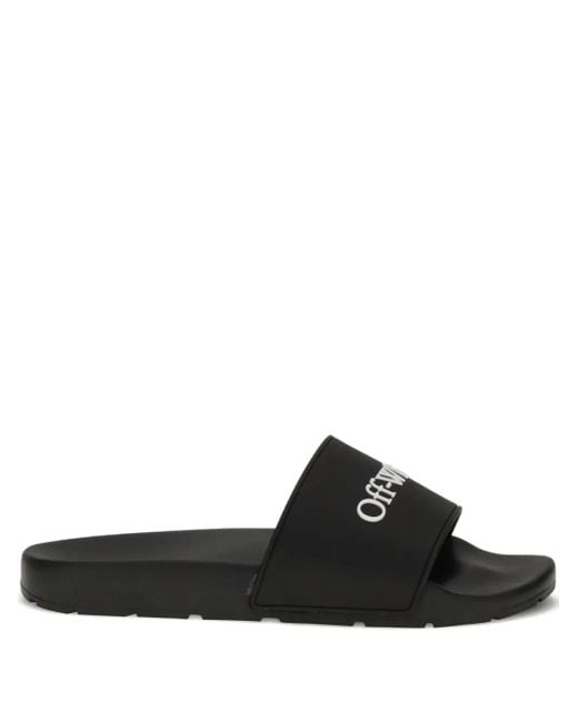 Off-White c/o Virgil Abloh Black Bookish Logo-Embellished Slides for men
