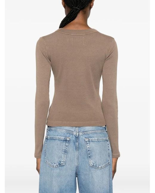 Citizens of Humanity Natural Varra Henley Ribbed-Knit Top