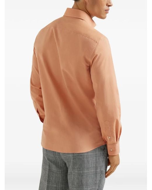 Brunello Cucinelli Pink Poplin Shirt for men