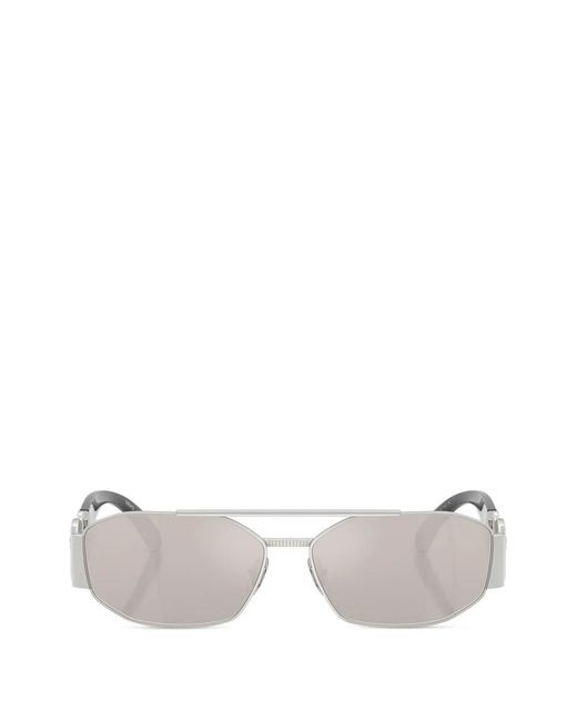 Versace White Medusa Geometric-Frame Sunglasses for men