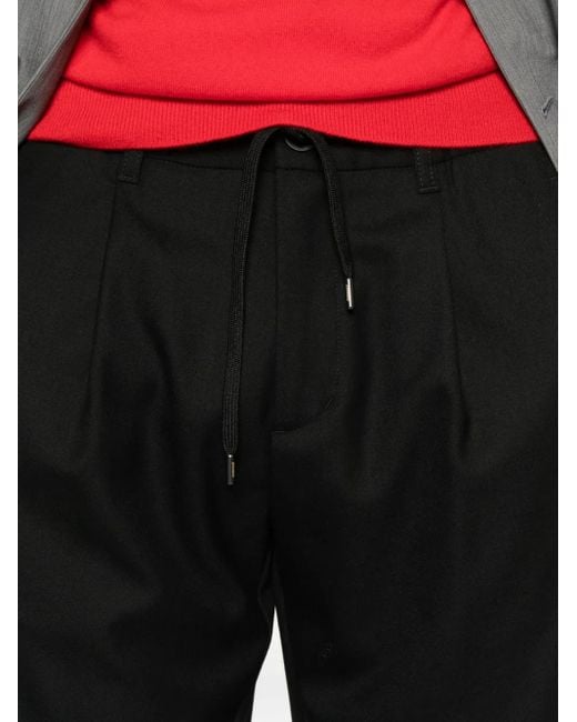 Herno Black Pleated Drawstring Trousers for men