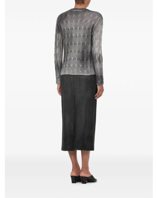 Avant Toi Gray Cable-Knit Tie-Dye Sweater