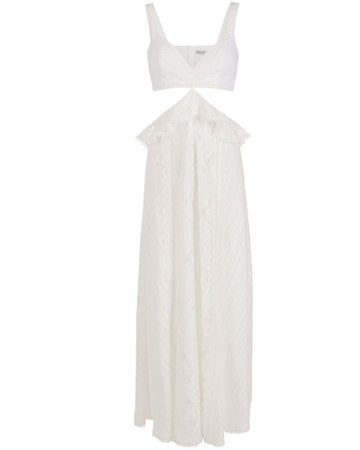 Martha Medeiros White Maisa Ruffle-embellished Cutout Lace Dress