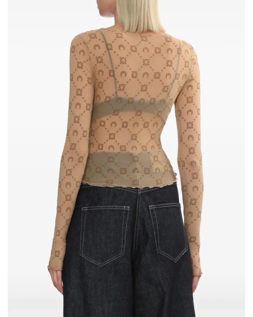 MARINE SERRE Natural Recycled Mesh Flock Second Skin Cropped Top