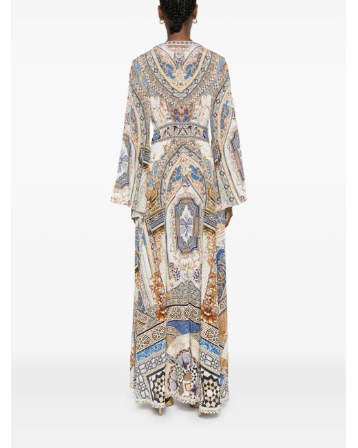 Camilla Maxi-Jurk Met Geplooid Detail in het White