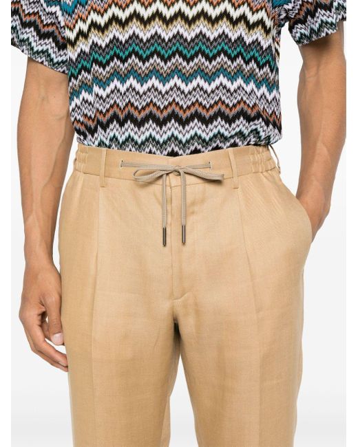 Pantalon en lin à plis Tagliatore pour homme en coloris Natural