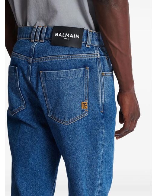 Balmain Blue Straight-Cut Cotton Jeans for men