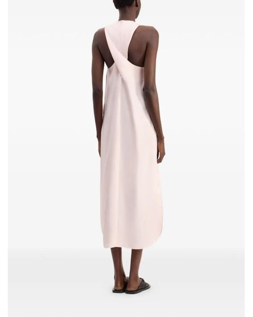 Loulou de Saison Pink Paloma Twisted Back Midi Dress