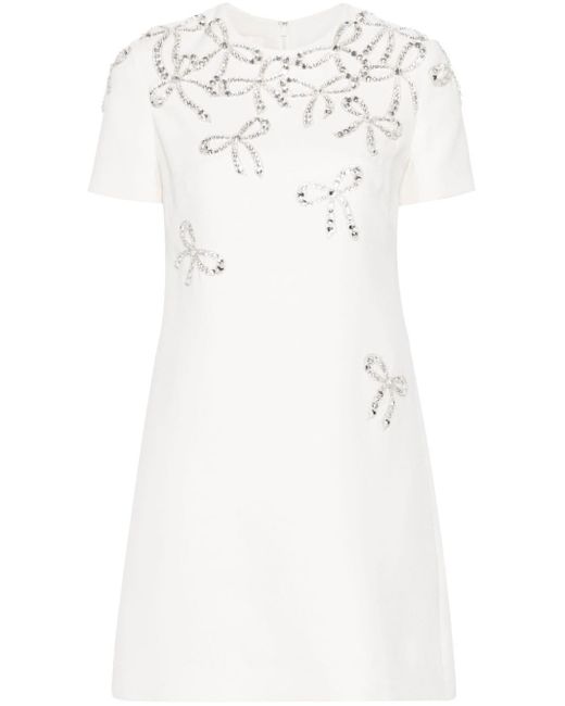 Valentino Garavani White Crystal-embellished Mini Dress