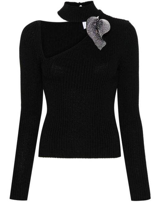 GIUSEPPE DI MORABITO Black Crystal-embellished Knitted T-shirt