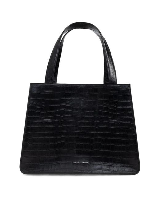 Samsøe & Samsøe Black Saclaire Top-Handle Embossed Tote Bag