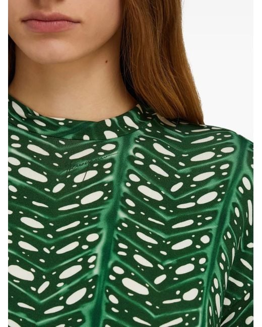Ferragamo Green Printed Mini Dress