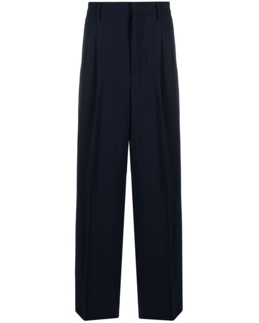 AMI Blue Pleated Wide-leg Trousers for men