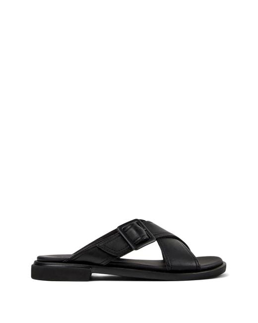 Camper Black Edy Buckle Flat Sandals