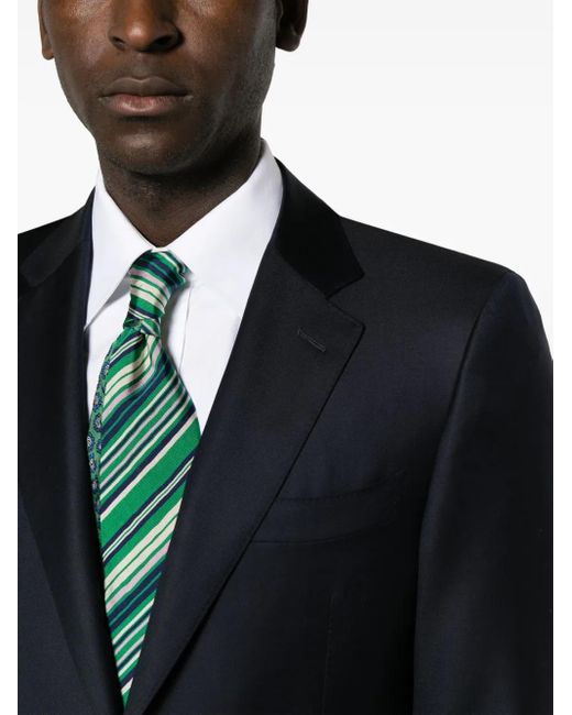 Canali Black Peak-Lapes Wool Single-Breasted Suits for men