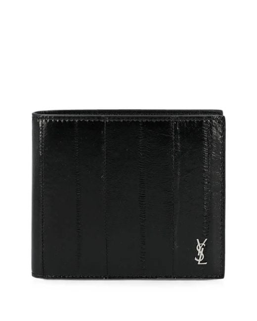 Saint Laurent Black Cassandre Eel-Skin Wallet for men