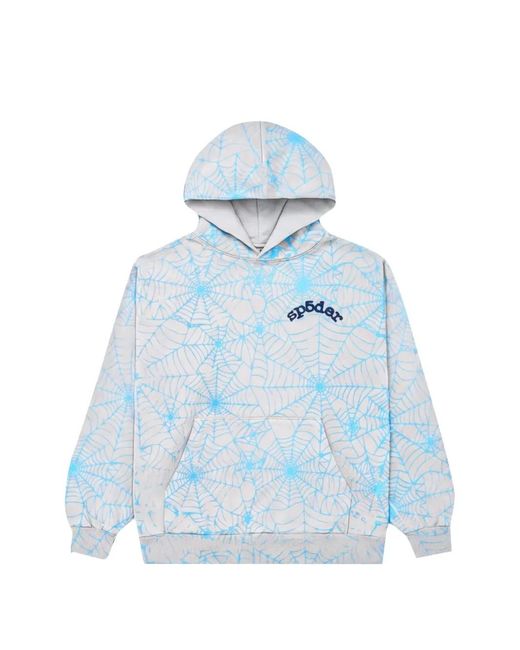Sp5der Blue Logo-Print Hoodie for men