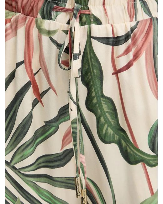 Guess Natural Leaf-Print Wide-Leg Trousers
