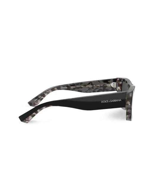 Dolce & Gabbana Black Lusso Sartoriale Rectangle-Frame Sunglasses for men